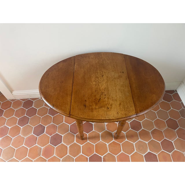 Wood Vintage Oak Drop-Leaf Side Table For Sale - Image 7 of 9