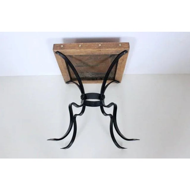 Catalina Style Oak, Ceramic and Wrought Iron "Rooster" Occasional Table, C. 1930 For Sale - Image 10 of 13