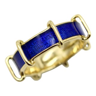 Vintage Tiffany & Co. By Schlumberger 18k Gold Enamel Ring, Size 7 For Sale