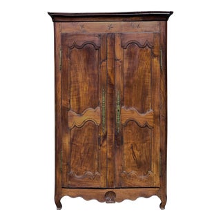Antique 18th Century French Fruitwood Carved Armoire For Sale