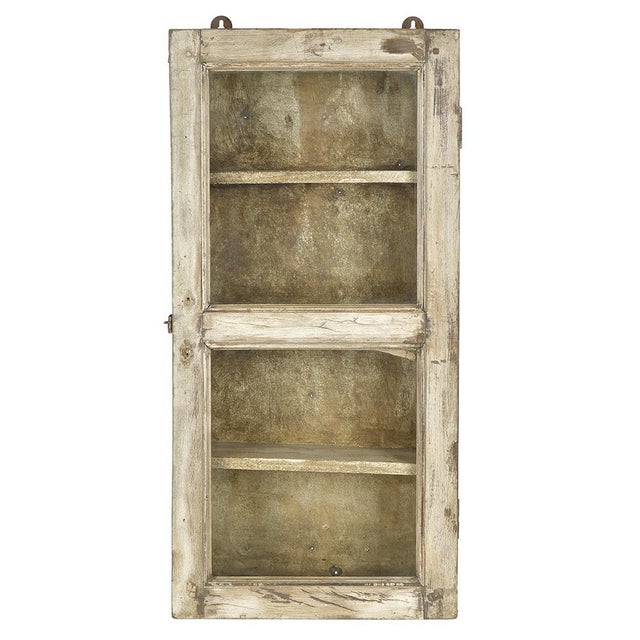 Wood Small Wall Display Case in Patinated Wood For Sale - Image 7 of 7