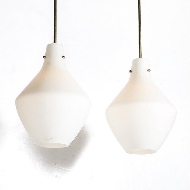 Mid-Century Modern Pair of Mid-Century Hand-Blown Frosted Organic Murano Glass Pendant Chandeliers For Sale - Image 3 of 13
