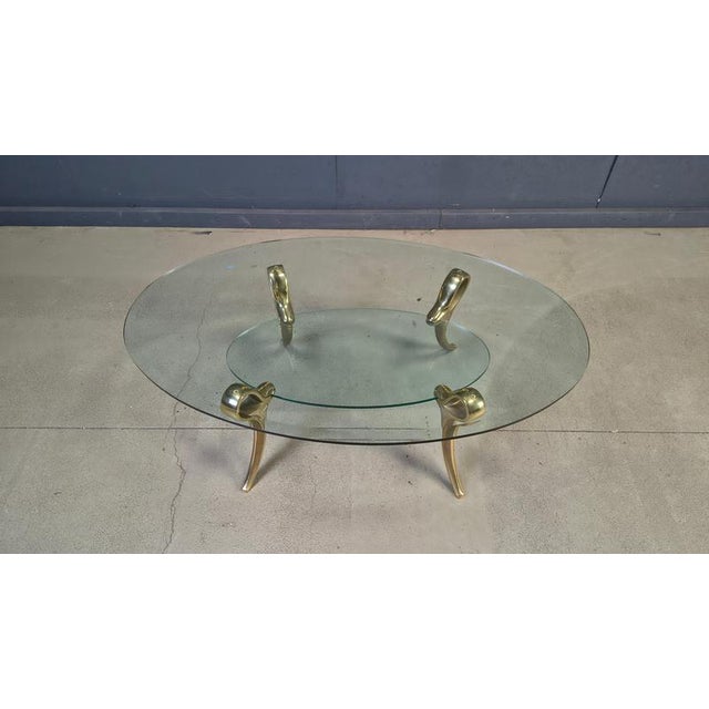 Brass and Glass Coffee Table, 1970s For Sale - Image 8 of 13