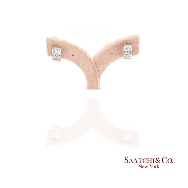 Early 21st Century 18k (750) White Gold Natural Diamond Wide Hoop Earrings, Pair For Sale - Image 5 of 10