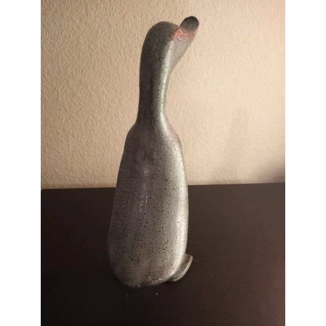 1980s Solid Bronze Duck Sculpture With Patina For Sale - Image 4 of 6
