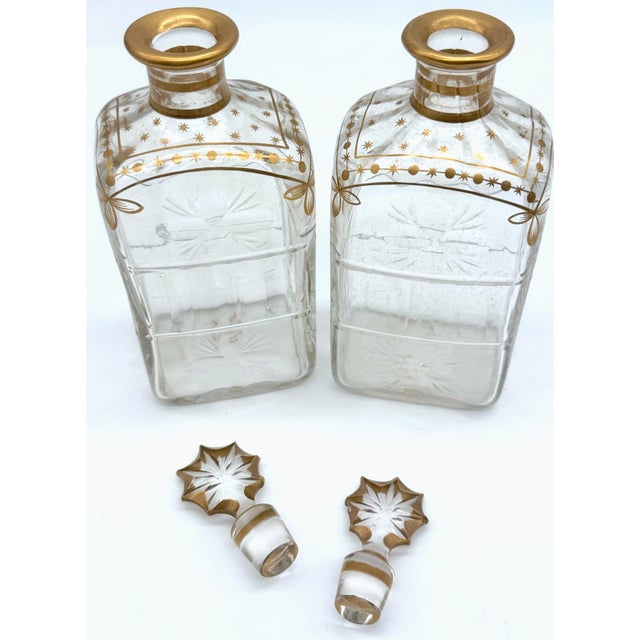 Pair of Early Daum Nancy Gilt and Wheel-Cut Crystal Decanters, Later, 19th C. For Sale In West Palm - Image 6 of 12