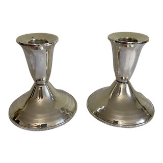 Mid Century Modern Sterling Silver Taper Candle Holders - a Pair For Sale