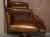 Vintage Brown Leather Oak Framed Captains Directors Armchair For Sale - Image 15 of 17