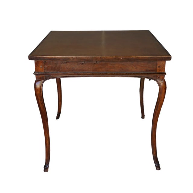 Wood Early 19th Century French Provincial Card Game Table With Tooled Leather Top and Hoof Feet For Sale - Image 7 of 18