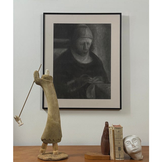 Expressionist Figurative Charcoal Study Mid-20th Century | Framed Artwork This powerful charcoal drawing presents a...