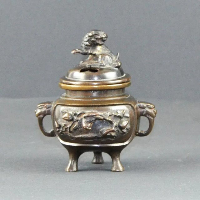Vintage Oriental Incense Burner in Bronze, 1920s For Sale - Image 11 of 11