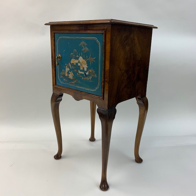 Jacobean Bedside Table With Blue Chinoiserie Door Chairish
