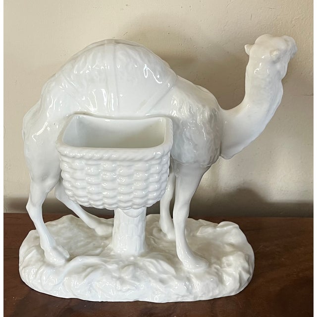 White Antique 19th Century Continental Blanc De Chine Porcelain Camel Table Centerpiece Vase With Two Baskets for Flowers For Sale - Image 8 of 18