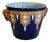 Antique Fives-Lille Cachepot in Blue Glazed Ceramic with Neo-Renaissance Decor by Gustave De Bruyn, 19th Century For Sale