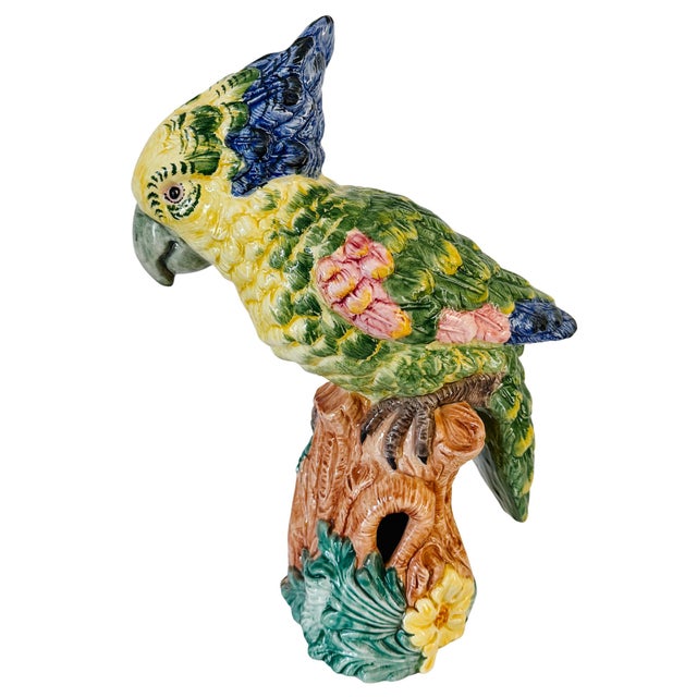 Large Scale Vintage Italian Majolica Ceramic Parrot Sculpture by Intrada For Sale - Image 4 of 15
