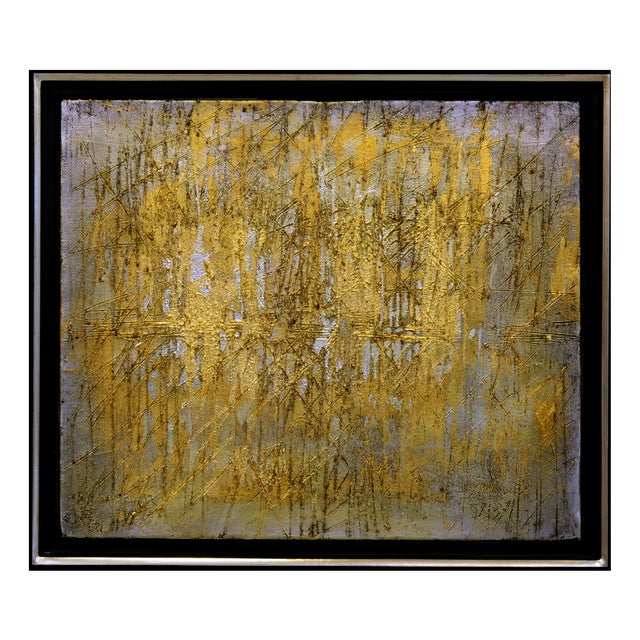 Lola Vitelli, Riflessi, Mixed Media with Gold and Silver Leaf on Canvas, 2020 For Sale