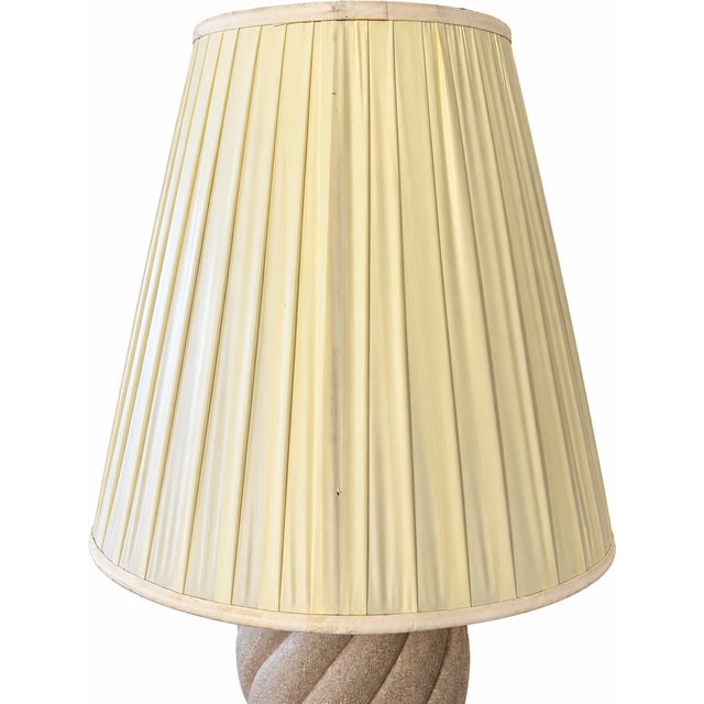 1980s Postmodern Textured Spiral Column Floor Lamp With Cream Pleated Shade For Sale In Las Vegas - Image 6 of 10