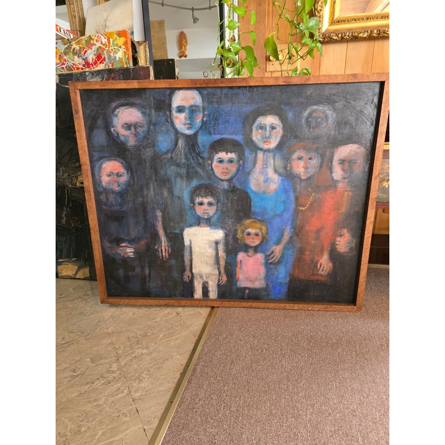1950s 1950s Mid Century Modern Vintage Italian Painting Family For Sale - Image 5 of 7