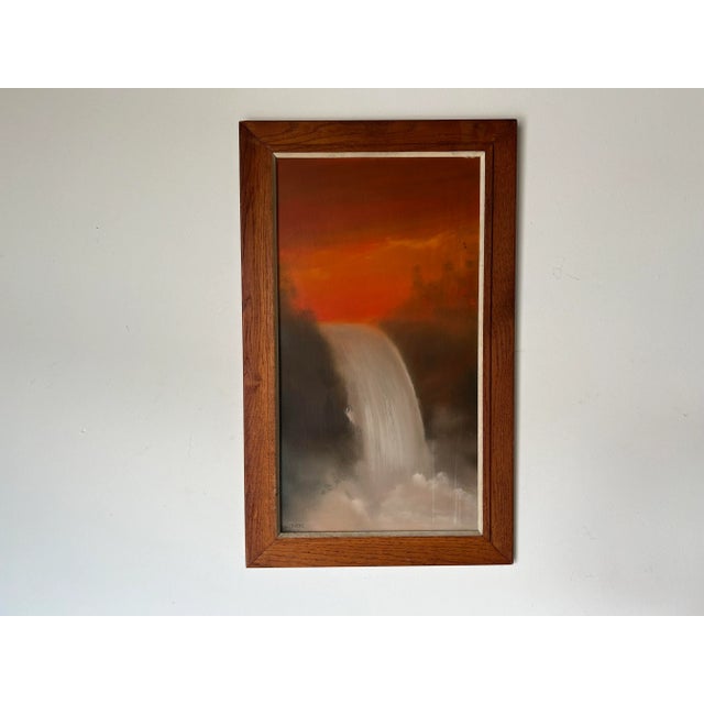70's Vintage Stevens Waterfall Landscape Oil Painting, Framed/ Sold For Sale - Image 13 of 13