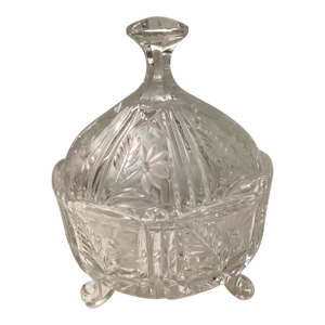 Vintage Rose Pressed Glass, Covered Candy Dish