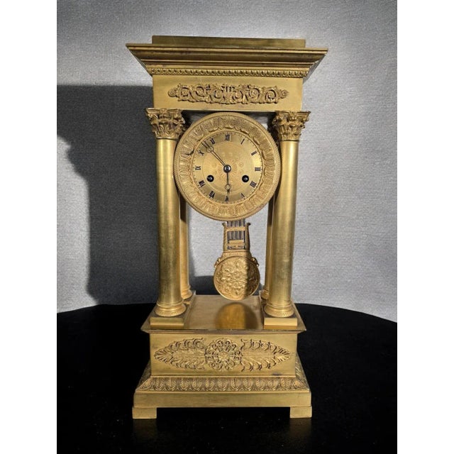 Large Empire and Gilded Bronze Mercury Gilt Clock Portico, 1890s For Sale - Image 9 of 12