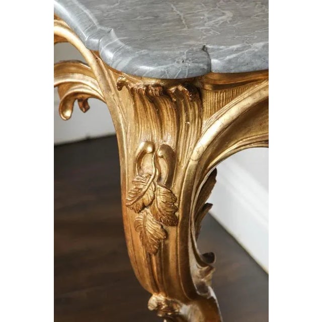 Late 18th Century 19th C. French Carved Giltwood Marble Top Console For Sale - Image 5 of 7