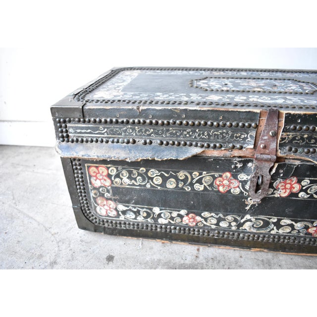 Antique Chinese Painted Parchment Chest For Sale - Image 9 of 13
