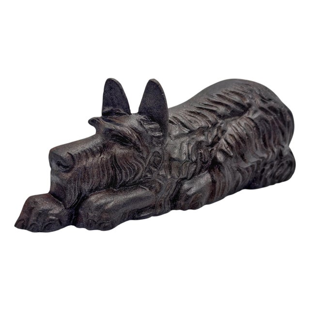 Cast Iron Sleeping Scotty Dog Doorstop, Attributed to Hubley For Sale