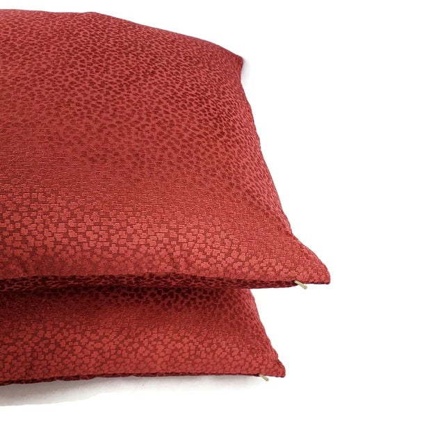 2020s Brunschwig and Fils La Panthere Velvet in Red Pillow Cover For Sale - Image 5 of 8