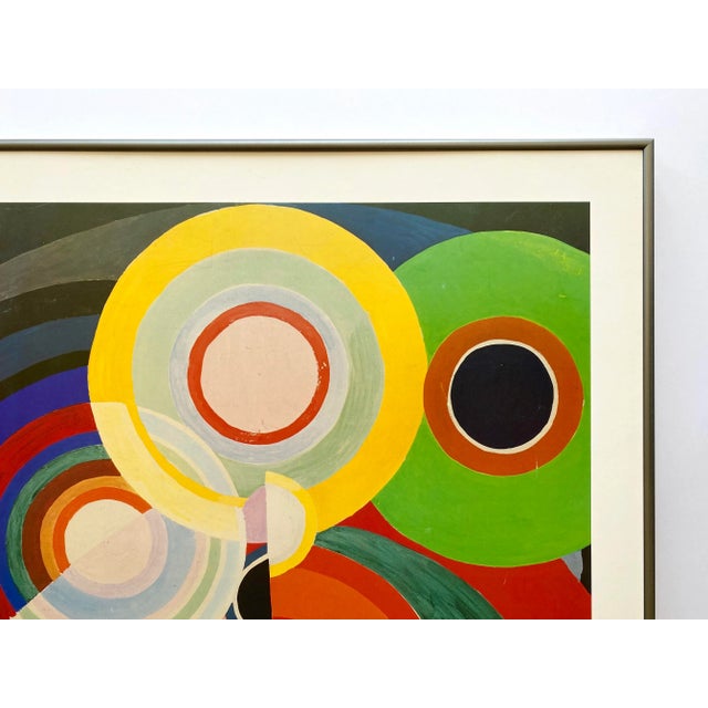 Persimmon Sonia Delaunay Vintage 1980 Pace Editions Lithograph Print Framed Large Modernist Exhibition Poster " Composition " 1938 For Sale - Image 8 of 13
