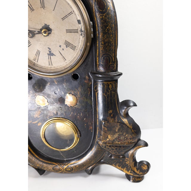Wood 19th Century American Victorian Gothic Revival Iron Faced Mantle Clock For Sale - Image 7 of 17