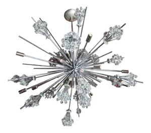 1960s J. & L. Lobmeyr Starburst Chrome & Crystal Chandelier by Hans Harald Rath