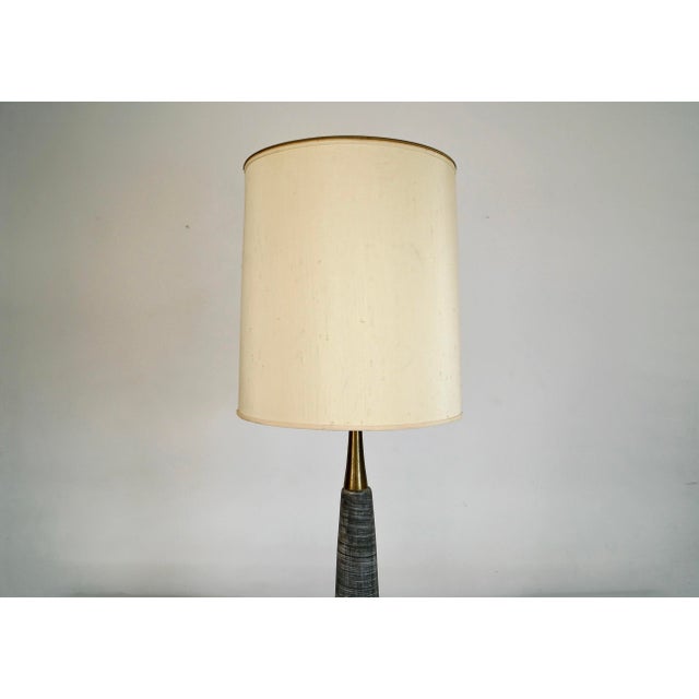 Mid-Century Modern 1960’s Mid-Century Modern Brutalist Ceramic & Brass Table Lamp For Sale - Image 3 of 12