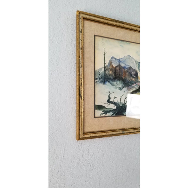 Brown 1963 Calif Artist Antonio Estrada Watercolor Landscape Painting For Sale - Image 8 of 13