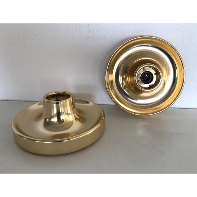 Italian Golden Flush Mount Lights, 1970s, Set of 2 For Sale - Image 6 of 16