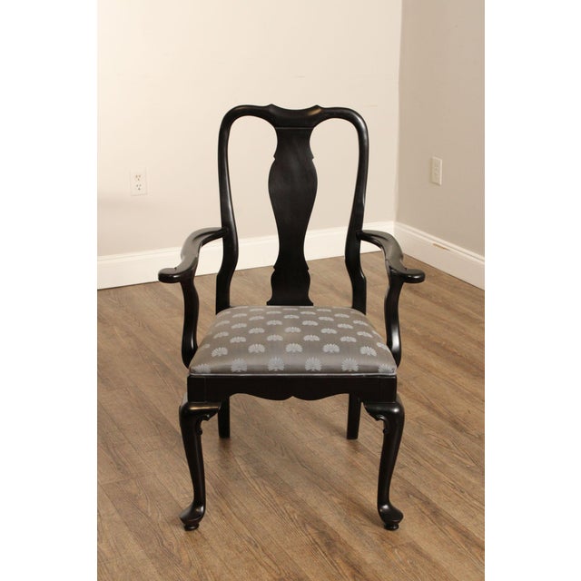 Brown Century Furniture Ebonized Set of Six Queen Anne Style Dining Chairs For Sale - Image 8 of 18