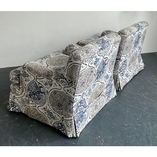 Late 20th Century Vintage Boho Printed Lounge Chairs in Schumacher “Katsugi” - A Pair For Sale - Image 5 of 12