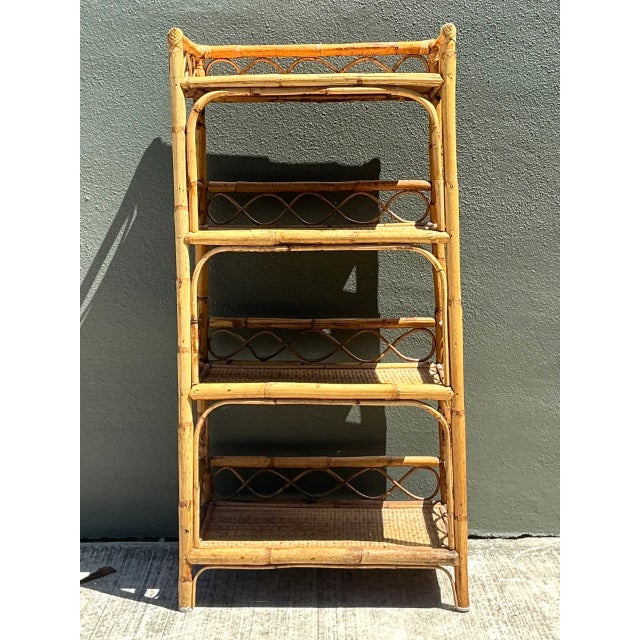 Vintage Bamboo and Rattan Etagere For Sale - Image 9 of 12