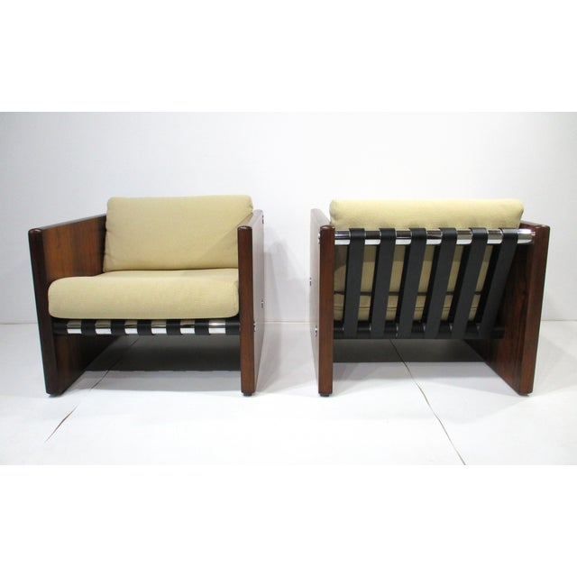 Selg Rosewood and Leather Cube Club Chairs For Sale In Cincinnati - Image 6 of 15