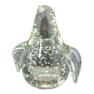 Vintage Clear Art Glass Bird Penguin Paperweight Figurine With Bubbles