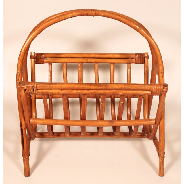 Boho Chic Vintage Boho Chic Bamboo Magazine Rack For Sale - Image 3 of 13