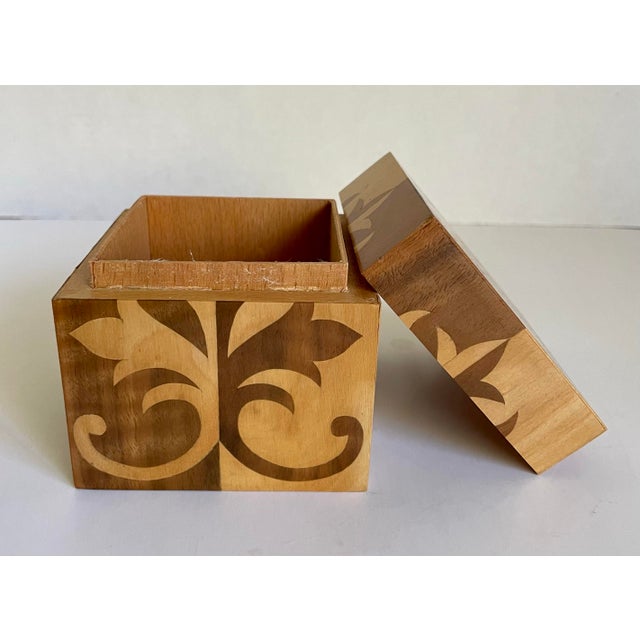 Original Signed Lidded Marquetry Small Wood Box For Sale - Image 9 of 10