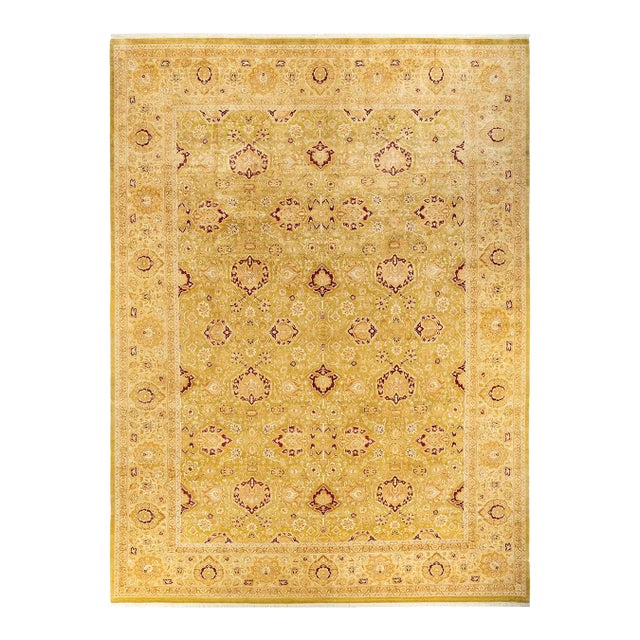 Mogul, One-of-a-Kind Hand-Knotted Area Rug in Green, 10' 2" x 13' 10" For Sale