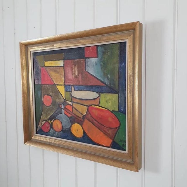 Attributed to Lars Dahl, Abstract Cubist Still Life, 1961, Oil on Canvas For Sale - Image 6 of 18