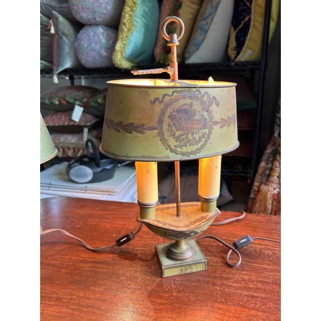 1940s French Style Bouillotte Lamps - a Pair For Sale - Image 4 of 12