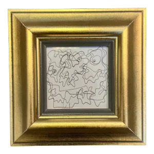 1980's Original Wayne Cunningham Abstract Pen and Ink Drawing