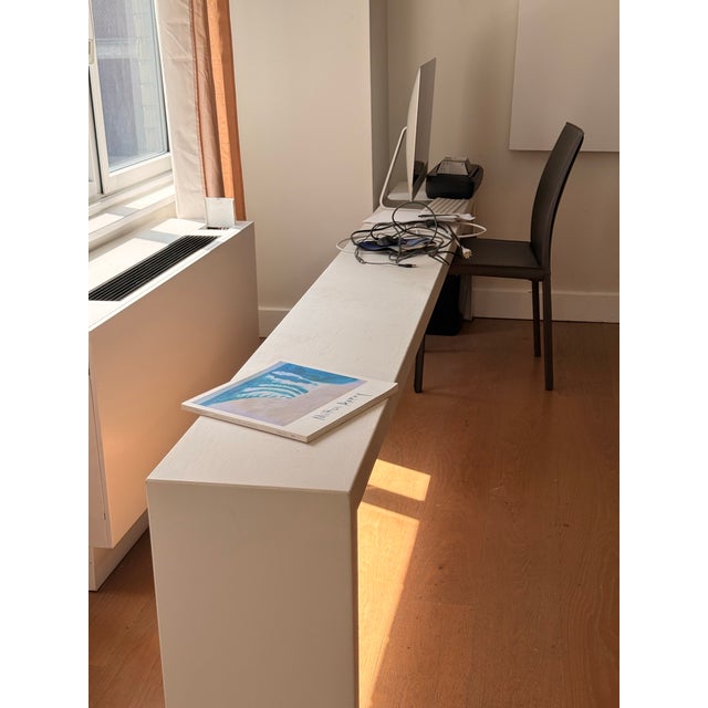 Harris Rubin 90”. metal table. Painted cream