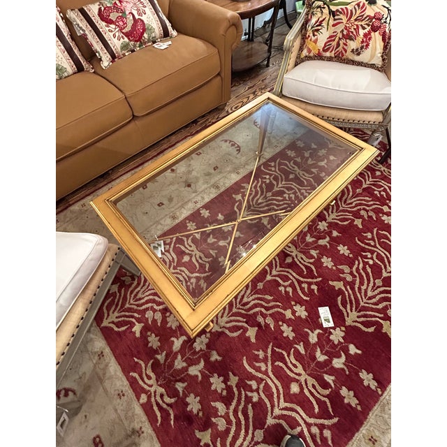 Hollywood Regency Hickory Chair French Hollywood Regency Gold Rectangular Bristol Coffee Table For Sale - Image 3 of 12