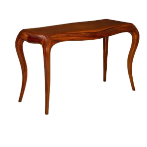 Vintage Modernist Serpentine Mahogany Console Table, 20th Century, Signed