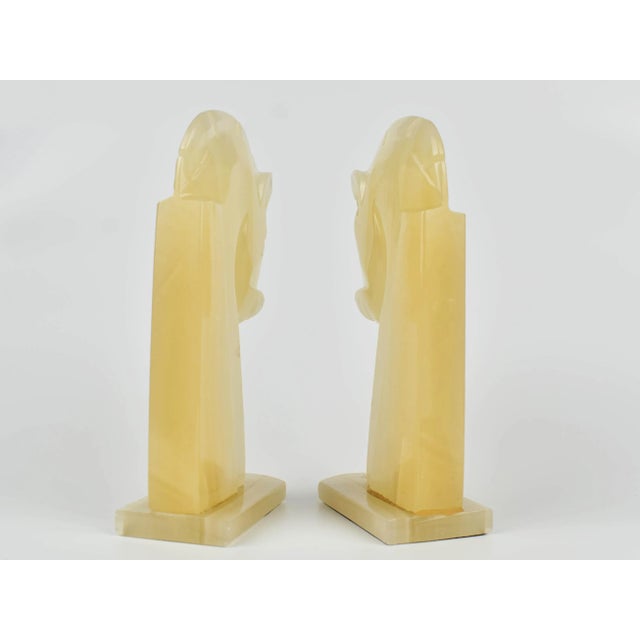 Mid 20th Century Carved Onyx Stone Horse Head Bookends - a Pair For Sale - Image 4 of 7